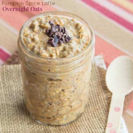 Pumpkin spice latte overnight oats will make you forget Starbucks. Get your PSL fix in a satisfying and healthy breakfast instead!