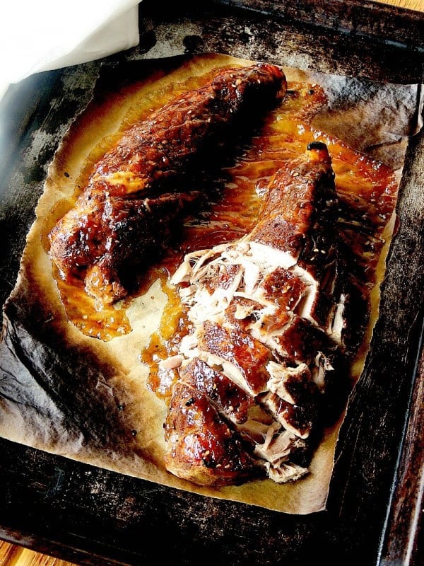 Slow Cooker Pork Tenderloin with Raspberry Habanero Glaze - moist and tender with tons of sweet and spicy flavor! | cupcakesandkalechips.com