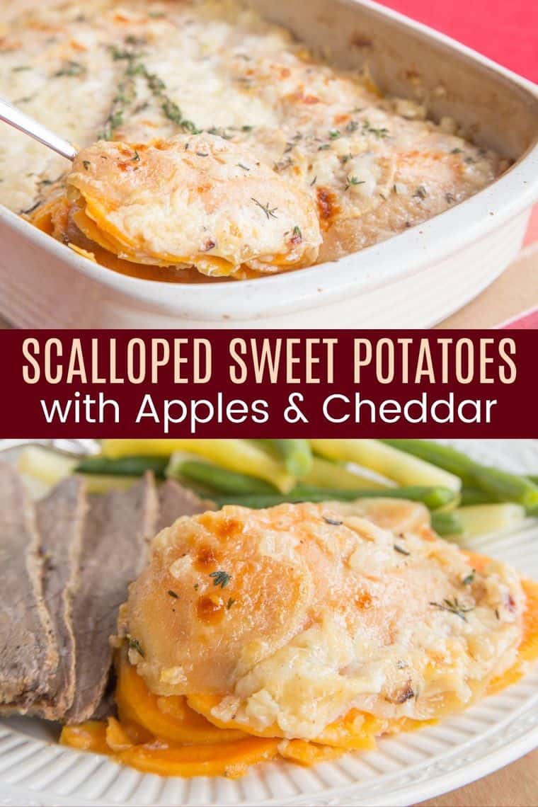 Cheesy Scalloped Sweet Potatoes and Apples Cupcakes & Kale Chips