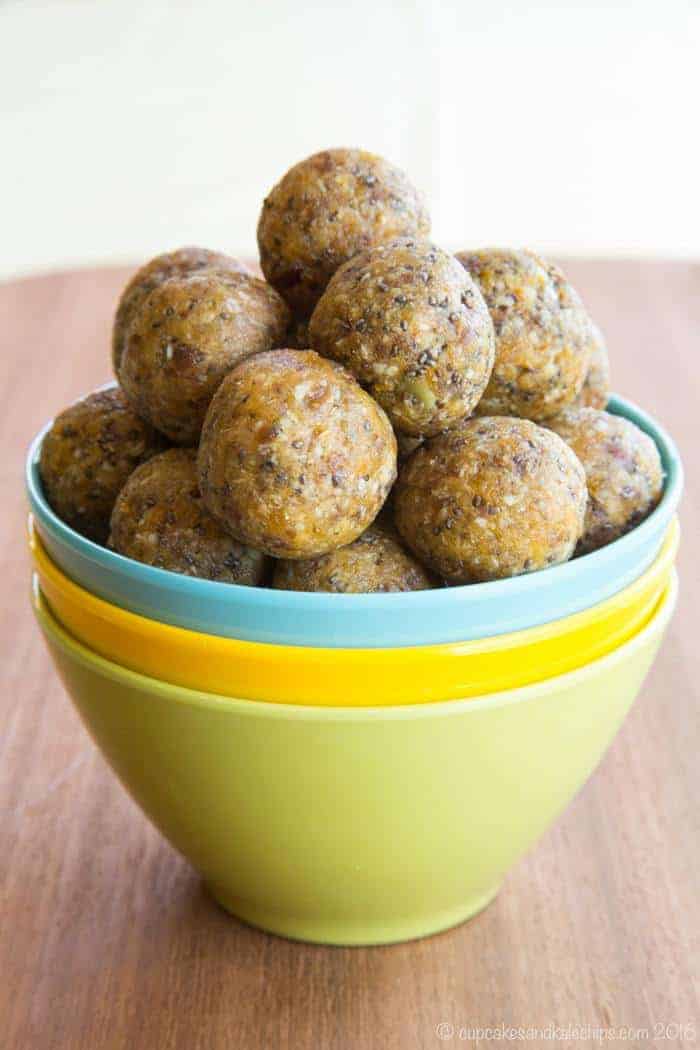 A bowl of Apricot Chia Energy Balls