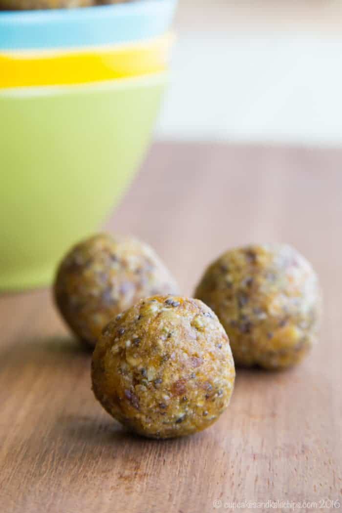 No-Bake Apricot Energy Balls made with chia seeds and coconut