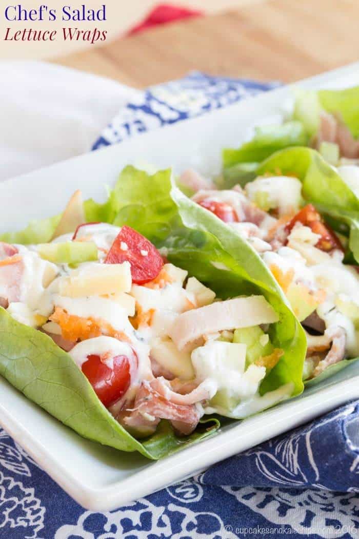 Chef's Salad Lettuce Wraps - turning your favorite salad recipe into finger food makes it even more fun and delicious with #HillshireFarmNaturals! #ad | cupcakesandkalechips.com | gluten free, grain free, low carb