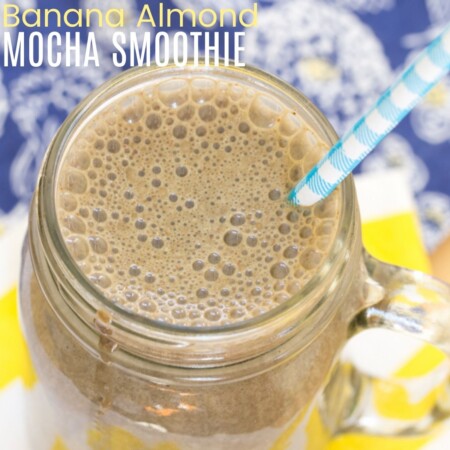 Banana Almond Mocha Smoothie square featured image with title