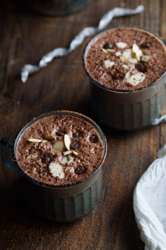 Warm Hot Chocolate Smoothie - the perfect recipe when it's cold outside but you want the nutrition of a green smoothie.