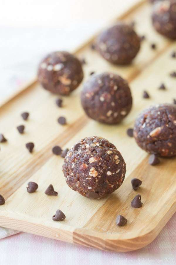 Cherry Chocolate Chip Energy Balls - just one of the recipes for healthy no-bake snacks kids love to find in their school lunch or as an after school snack.