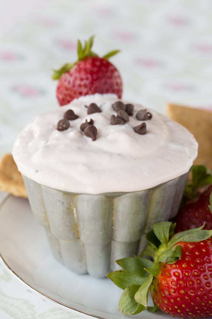Strawberry Chocolate Chip Greek Yogurt Cheesecake Dip