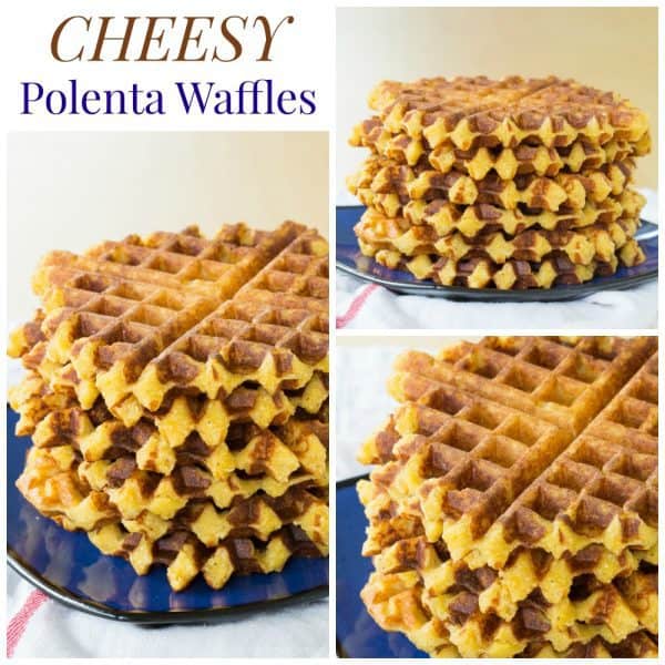 Cheesy Polenta Waffles - this savory waffle recipe makes a delicious side dish any time you'd serve polenta or even cheddar grits, or serve it for breakfast topped with eggs. | cupcakesandkalechips.com | gluten free