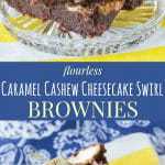 Caramel cheesecake swirl brownies made with cashews.