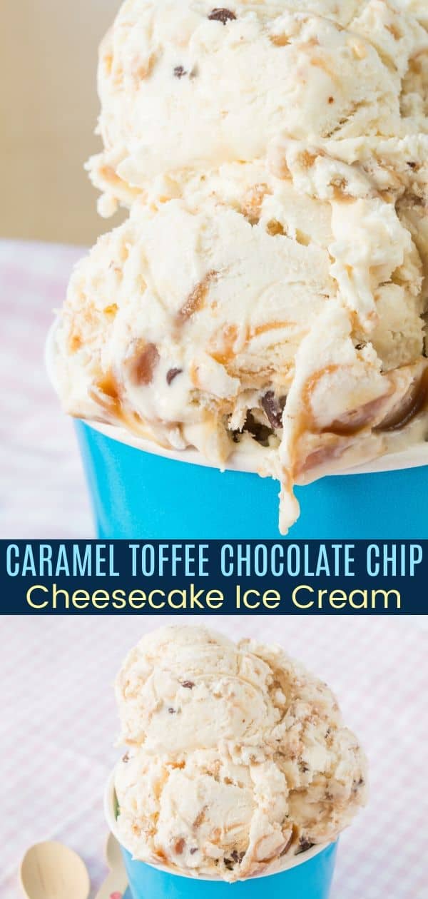 No-Churn Toffee Caramel Cheesecake Ice Cream - Cupcakes & Kale Chips