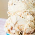 Caramel Toffee Chip Cheesecake No-Churn Ice Cream Recipe Image with Title Text