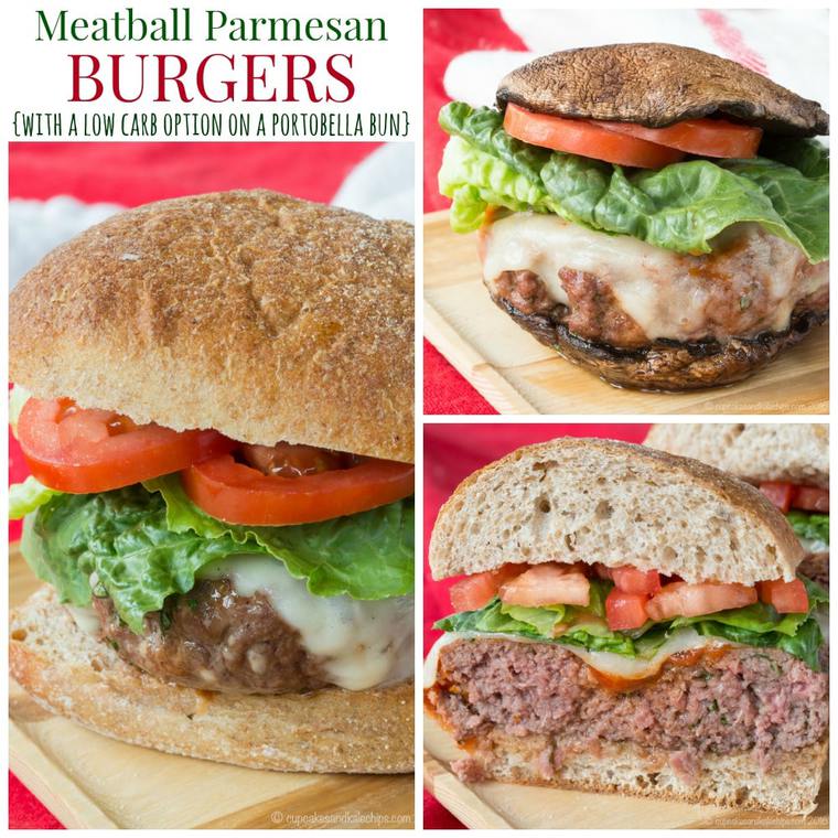 Meatball Parmesan Burgers {low carb option} Cupcakes & Kale Chips