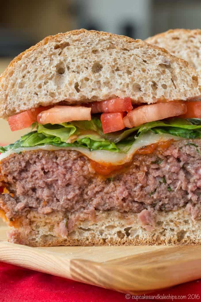 Meatball Parmesan Burgers {low carb option} Cupcakes & Kale Chips