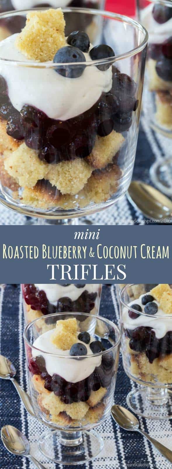 Pinterest title image for Blueberry and Coconut Cream Trifles