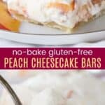 Gluten Free No Bake Peach Cheesecake Bars Pin