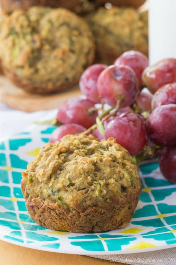 Gluten Free Banana Zucchini Muffins - a naturally sweet and healthy breakfast or snack recipe packed with fruit, veggies, and whole grains. Dairy free and vegan too! | cupcakesandkalechips.com