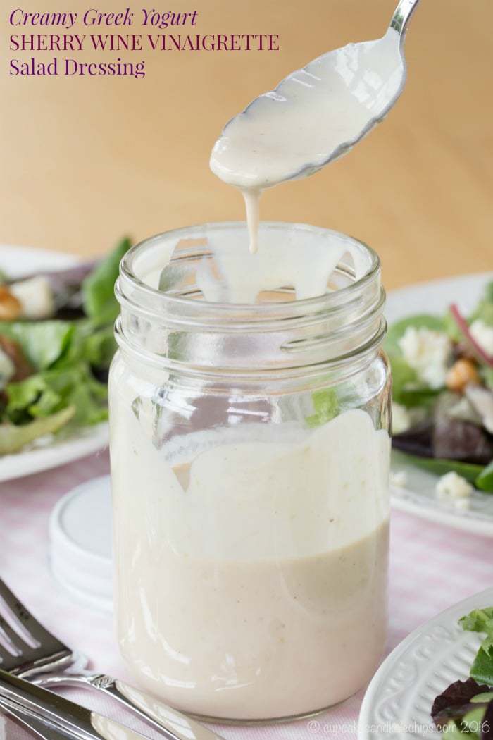 Creamy Greek Yogurt Sherry Wine Vinaigrette Salad Dressing - easy healthy recipe