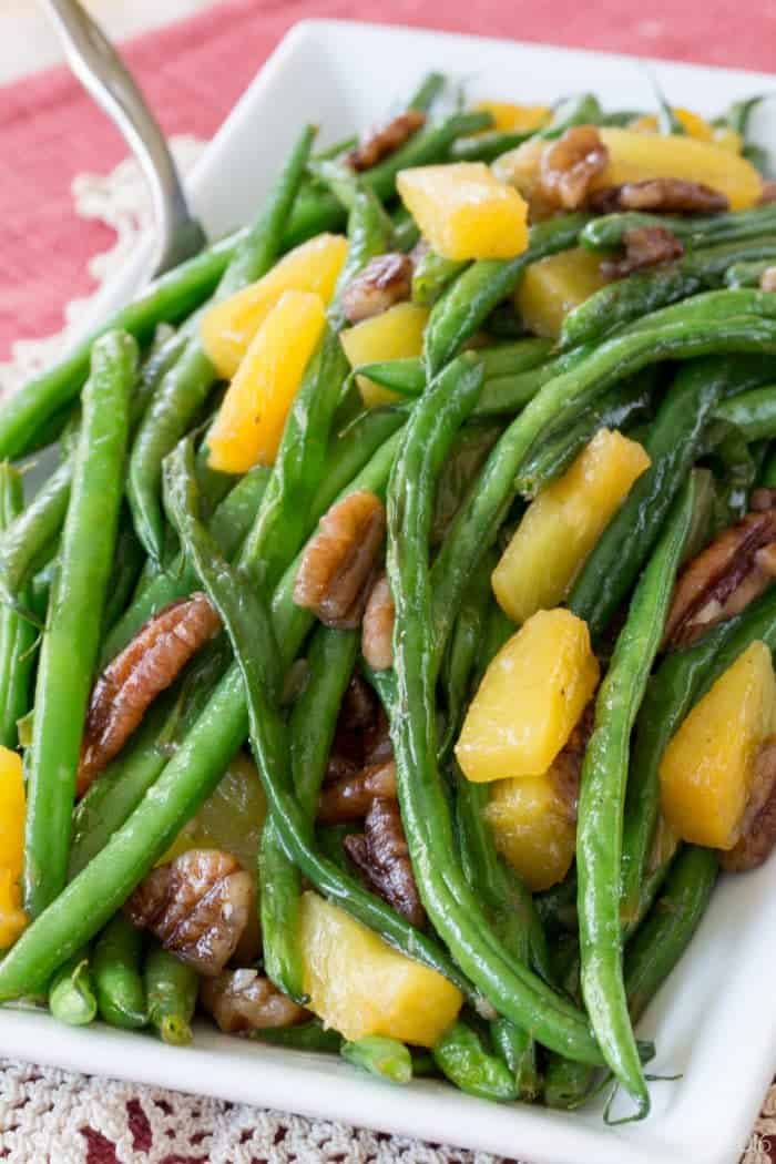 Closeup of Easy Green Bean Side Dish Recipe