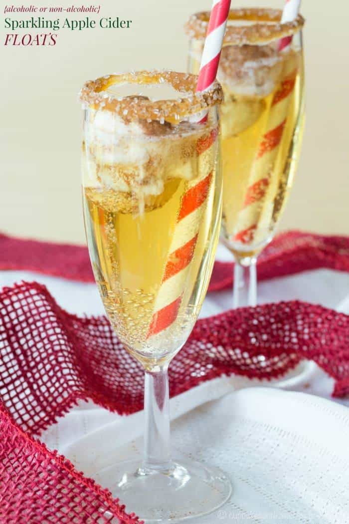 Sparkling Apple Cider Floats Recipes (alcoholic and nonalcoholic)