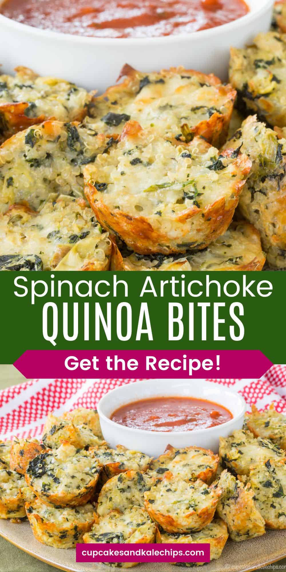 Cheesy Spinach Artichoke Quinoa Bites - Cupcakes & Kale Chips