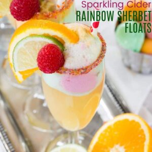 Sparkling Cider Rainbow Sherbet Floats Recipe