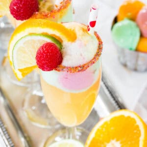 Sparkling Cider Rainbow Sherbet Floats Recipe