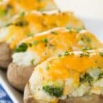 Broccoli Cheddar Baked Potatoes Recipe Image with title