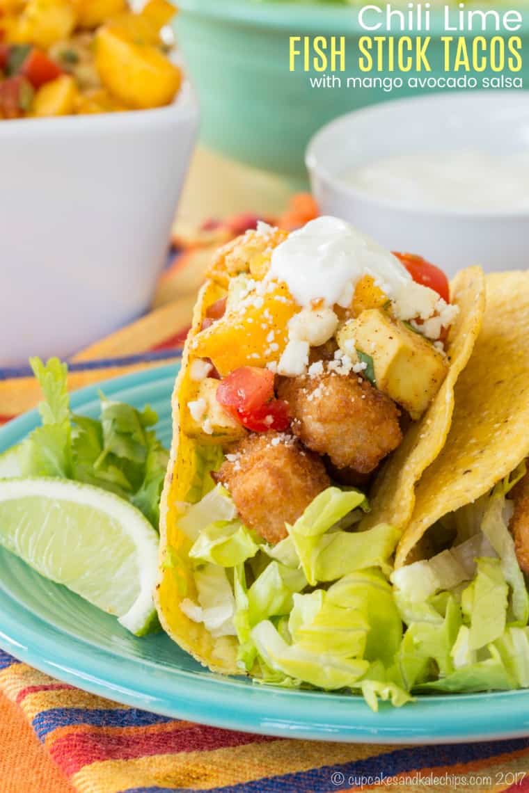 Chili Lime Fish Stick Tacos - easy fish tacos that kids love!