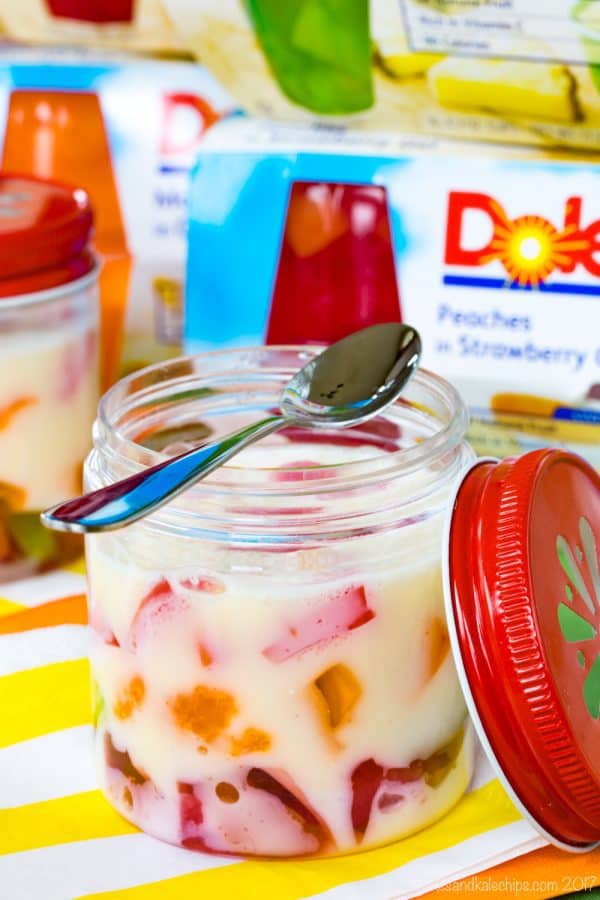 Rainbow Gel Fruit Parfait Cups - a fun treat made easy with @dolesunshine. Perfect for St. Patrick's Day, Easter, birthday, and spring! #ad