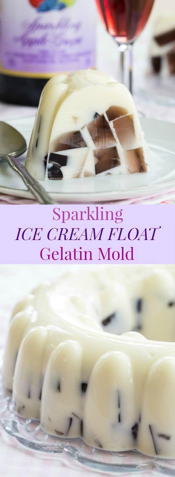Sparkling Ice Cream Float Gelatin Mold - a simple but impressive no-bake dessert made with your favorite @martinellisco Sparkling Cider or Juice #ad