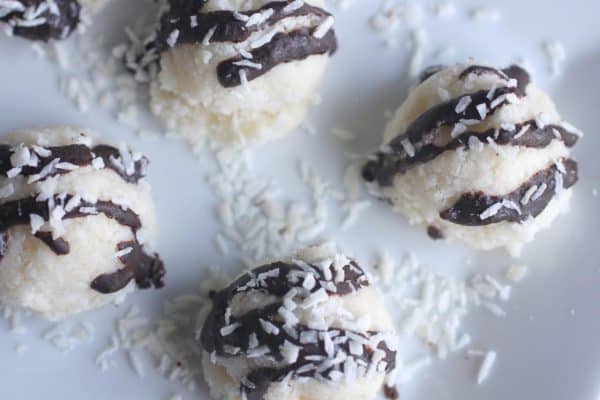 No Bake Coconut Cookies are sugar Free, dairy-free, gluten-free and grain-free too! They come together quickly for a healthy dessert in a flash! |wholenewmom.com for cupcakesandkalechips.com