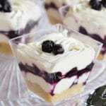 Mini blueberry cheesecake parfaits.