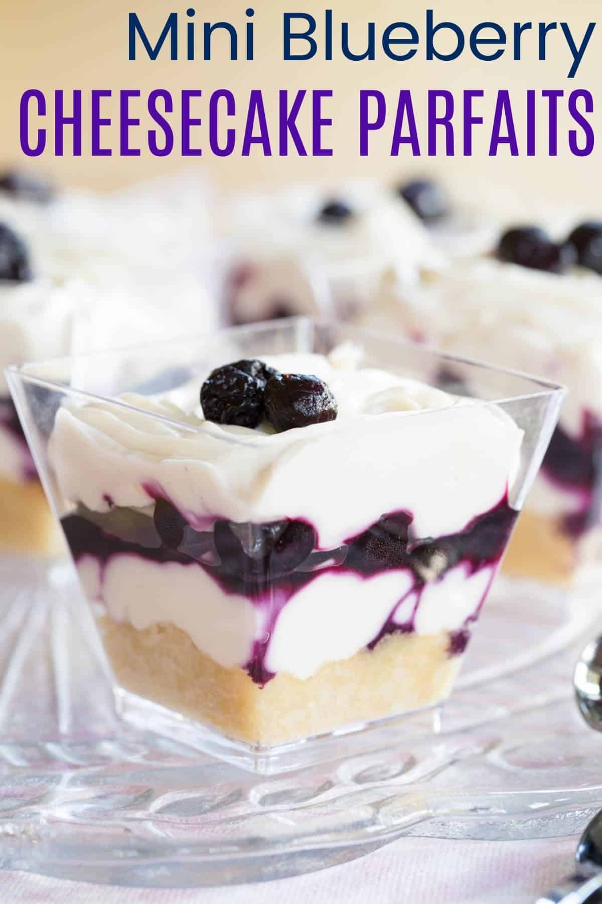 Blueberry Maple Mini Cheesecake Parfaits - an easy no-bake dessert recipe perfect for parties with a gluten free almond meal crust and @WymansofMaine frozen wild blueberries. #AD