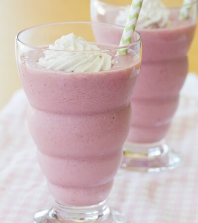 Strawberries and Cream Frappe with Whipped Coconut Cream