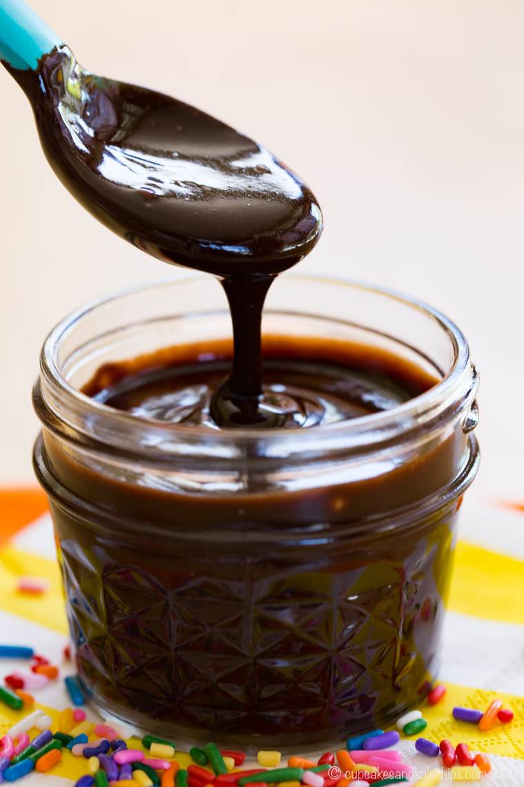 A spoonful of Easy Homemade Hot Fudge Sauce