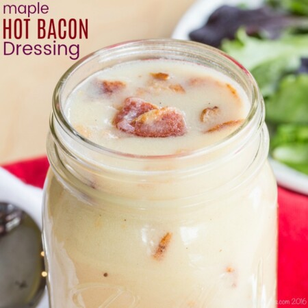 mason jar of Maple Hot Bacon Dressing