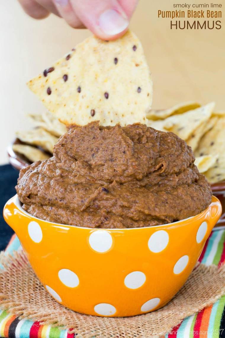 Pumpkin Black Bean Hummus - Cupcakes & Kale Chips