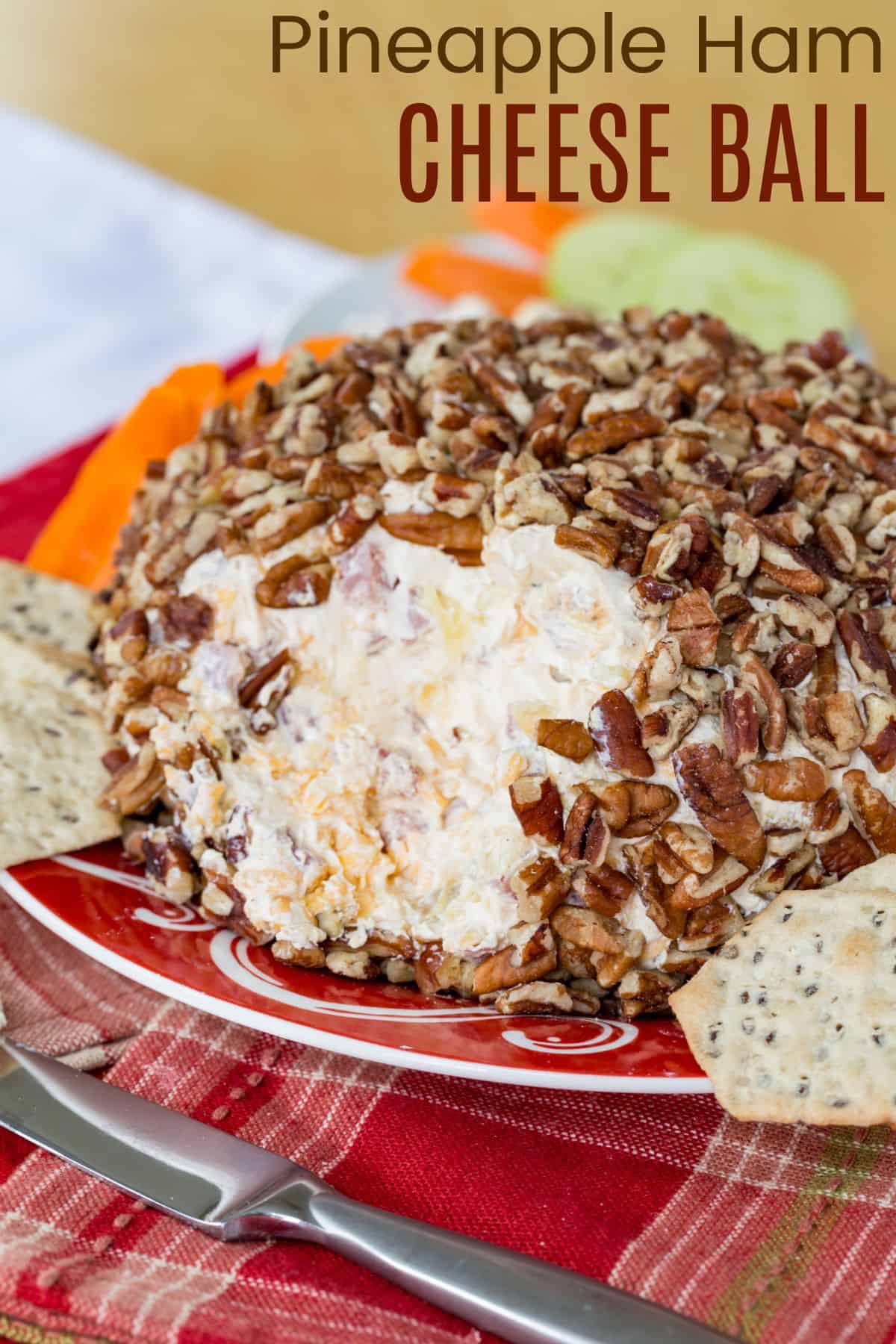 Pineapple Ham Cheese Ball - this easy appetizer recipe will be a new favorite twist on the classic cheeseball. Perfect for any party or holiday celebration. #cheeseball #appetizer #glutenfree