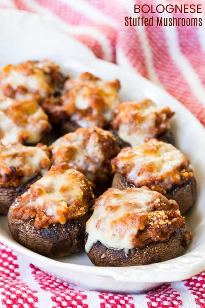 Bolognese Ground Beef Stuffed Mushrooms - Cupcakes & Kale Chips