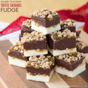 Double Chocolate Toffee Caramel Fudge - easy microwave fudge recipe