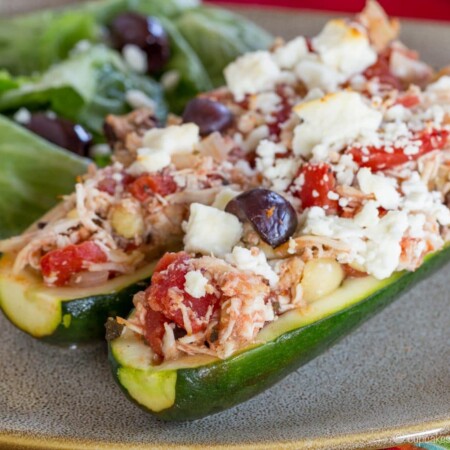 Baked Greek Chicken Stuffed Zucchini