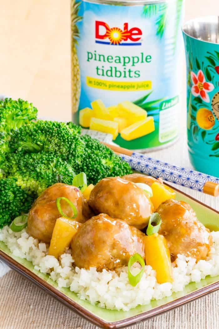 Baked Turkey Meatballs with Teriyaki Sauce and Dole Pineapple