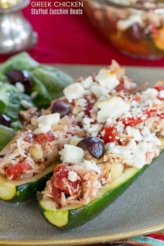 Greek Chicken Stuffed Zucchini Boats Recipe