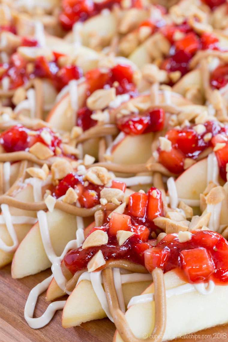 Peanut Butter Apple Nachos with Strawberry Salsa