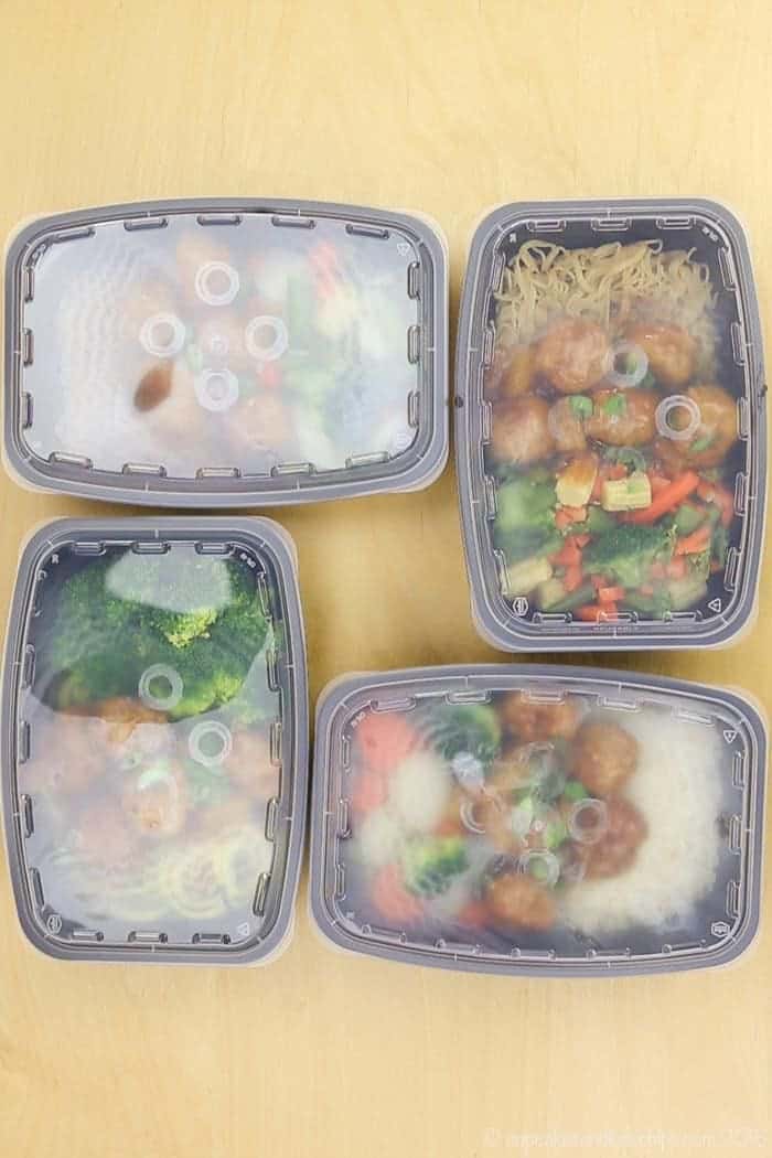 Meal Prep Teriyaki Turkey Meatballs in containers