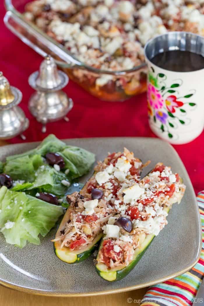 Greek Chicken Stuffed Zucchini Recipe