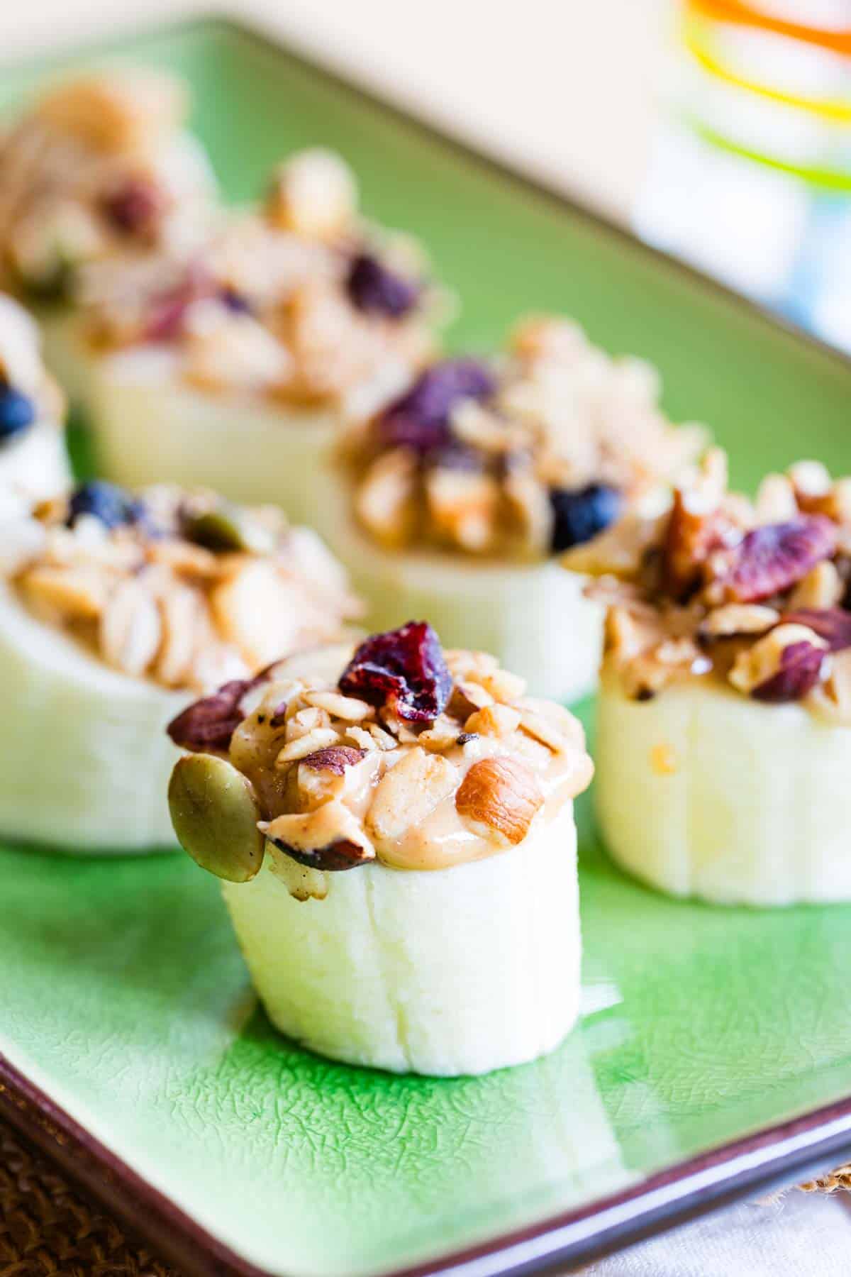 Easy Peanut Butter Banana Snacks that look like sushi