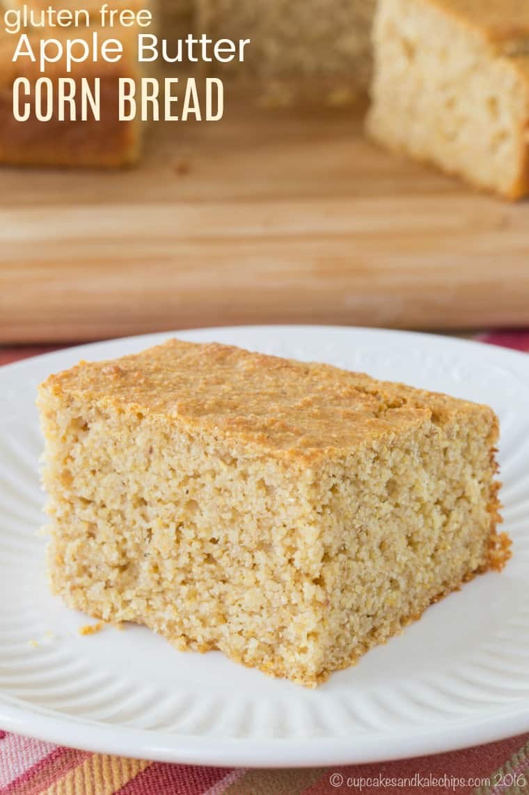 Gluten Free Apple Butter Corn Bread Recipe image with title