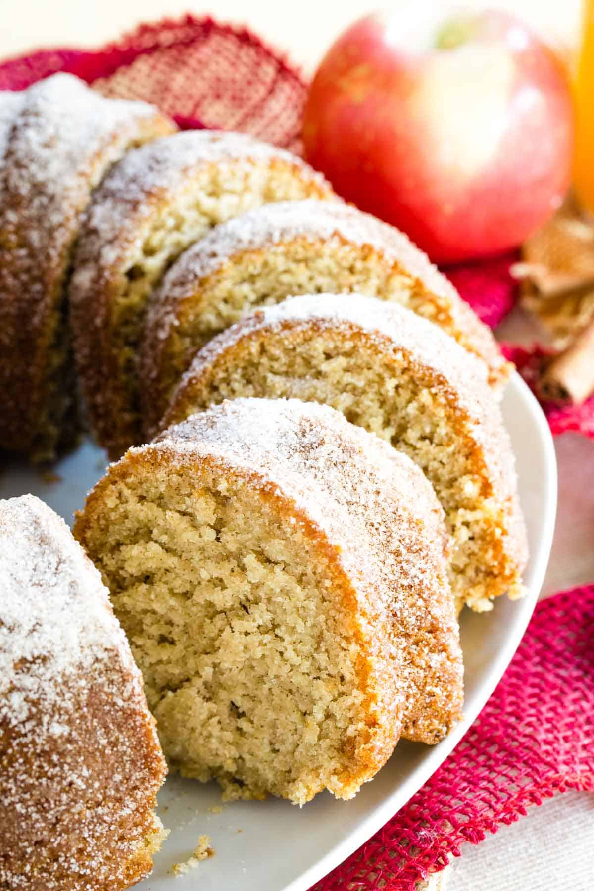 Sliced Gluten Free Apple Cider Donut Cake