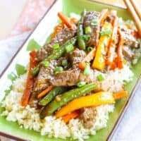 Gluten Free Steak Stir Fry with Veggies and rice