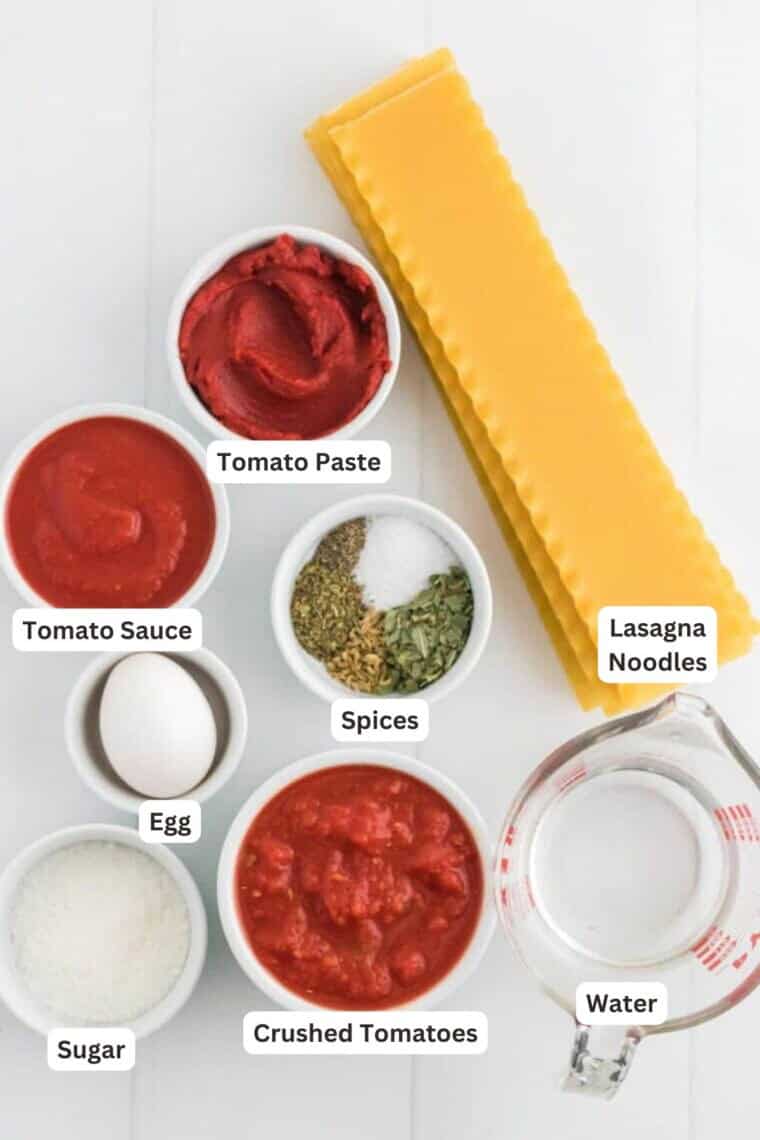 Ingredients for The World’s Best Homemade Lasagna Recipe.